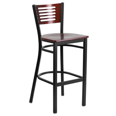 Decorative Slat Back Metal Restaurant Barstool