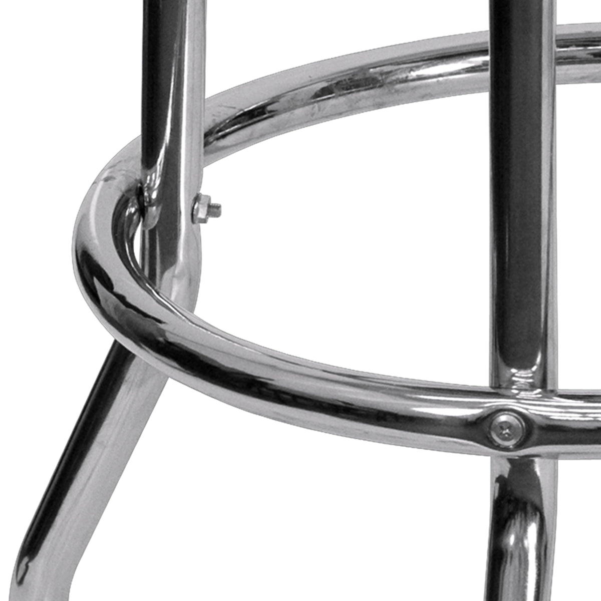 Red |#| Backless Double Ring Chrome Swivel Barstool with Red Vinyl Seat & Footrest