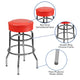 Red |#| Backless Double Ring Chrome Swivel Barstool with Red Vinyl Seat & Footrest