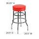 Red |#| Backless Double Ring Chrome Swivel Barstool with Red Vinyl Seat & Footrest