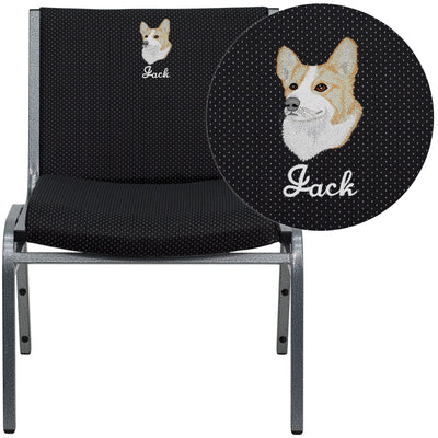 Embroidered HERCULES Series 1000 lb. Capacity Big & Tall Extra Wide Stack Chair with Ganging Bracket - View 1
