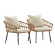 Cream Cushions/Natural Frame |#| All-Weather Natural PE Rattan Wicker Patio Chairs with Cream Cushions - 2 Pack