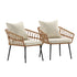Evin Set of 2 Boho Indoor/Outdoor Rope Rattan Wicker Patio Chairs with All-Weather Cushions