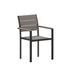 Finch Commercial Grade Patio Chair with Arms, Stackable Side Chair with Faux Teak Poly Slats and Metal Frame