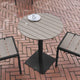 Gray |#| Commercial 24 Inch Round Faux Teak Outdoor Patio Dining Table - Gray/Gray