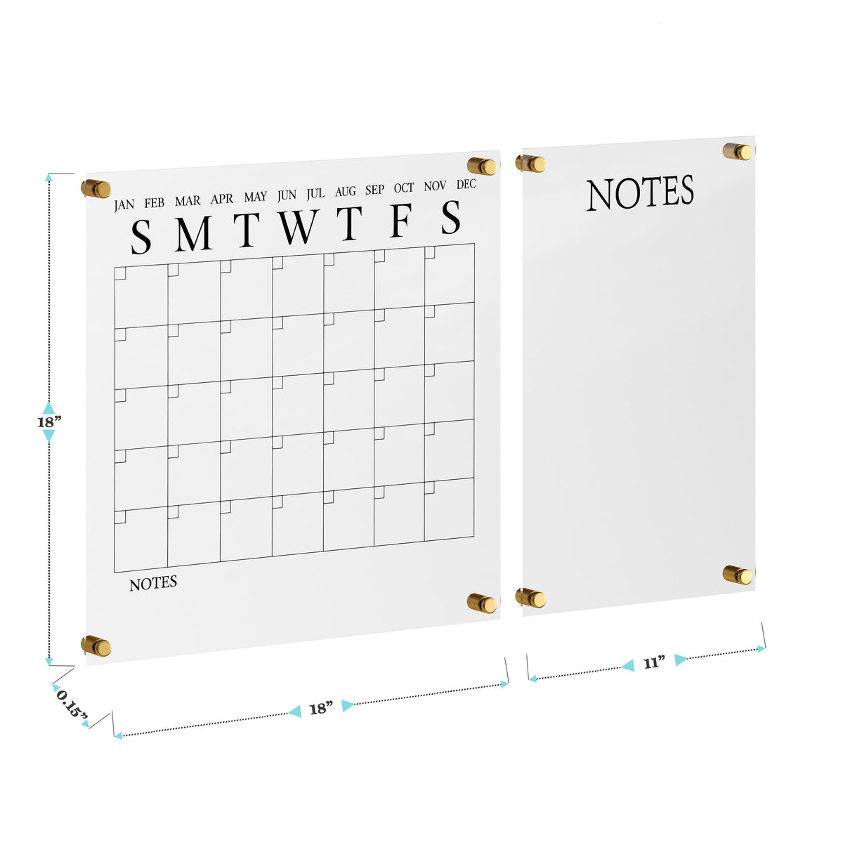 Clear/Black |#| Premium Clear Acrylic Monthly Wall Calendar and Notes Board with Black Printing