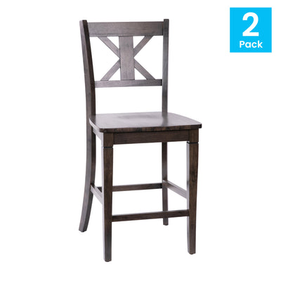 Gwendolyn Set of 2 Commercial Grade Solid Wood Modern Farmhouse Counter Height Barstool