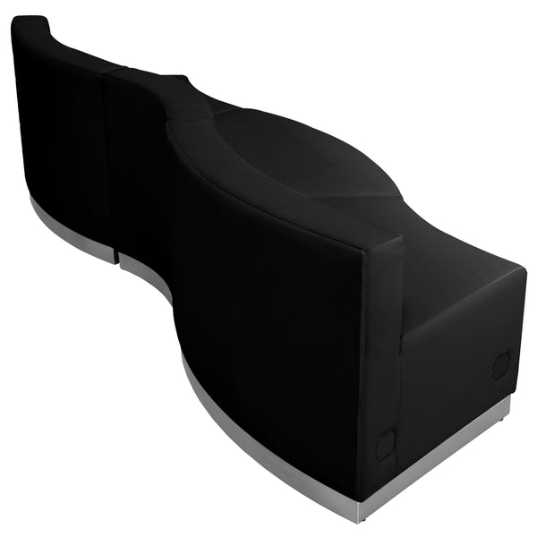 Black |#| 3 PC Black LeatherSoft Modular Reception Configuration w/Taut Back &Seat