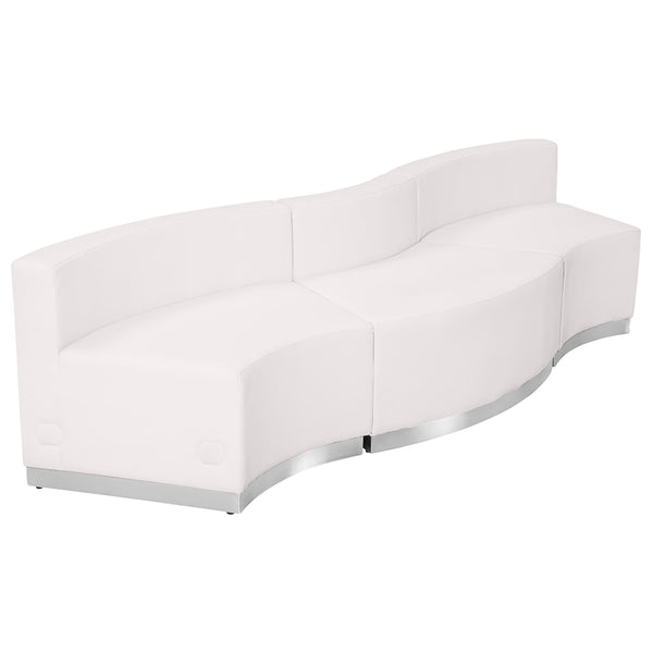 Melrose White |#| 3 PC White LeatherSoft Modular Reception Configuration w/Taut Back &Seat