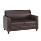 Brown |#| Brown LeatherSoft Loveseat w/ Clean Line Stitched Frame - Reception Seating