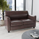 Brown |#| Brown LeatherSoft Loveseat w/ Clean Line Stitched Frame - Reception Seating