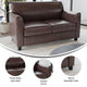 Brown |#| Brown LeatherSoft Loveseat w/ Clean Line Stitched Frame - Reception Seating