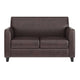 Brown |#| Brown LeatherSoft Loveseat w/ Clean Line Stitched Frame - Reception Seating