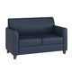Navy |#| Navy LeatherSoft Loveseat w/ Clean Line Stitched Frame - Reception Seating