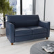 Navy |#| Navy LeatherSoft Loveseat w/ Clean Line Stitched Frame - Reception Seating