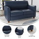 Navy |#| Navy LeatherSoft Loveseat w/ Clean Line Stitched Frame - Reception Seating