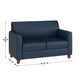 Navy |#| Navy LeatherSoft Loveseat w/ Clean Line Stitched Frame - Reception Seating