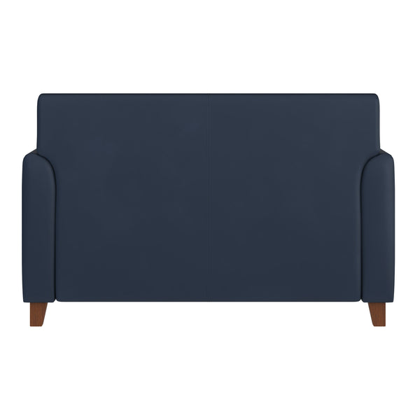 Navy |#| Navy LeatherSoft Loveseat w/ Clean Line Stitched Frame - Reception Seating