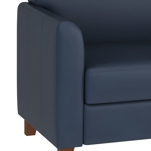 Navy |#| Navy LeatherSoft Loveseat w/ Clean Line Stitched Frame - Reception Seating