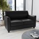 Black |#| Black LeatherSoft Loveseat w/ Clean Line Stitched Frame - Reception Seating