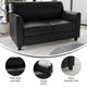 Black |#| Black LeatherSoft Loveseat w/ Clean Line Stitched Frame - Reception Seating