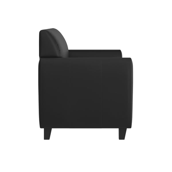 Black |#| Black LeatherSoft Loveseat w/ Clean Line Stitched Frame - Reception Seating