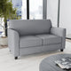 Gray |#| Gray LeatherSoft Loveseat with Clean Line Stitched Frame - Reception Seating