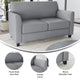 Gray |#| Gray LeatherSoft Loveseat with Clean Line Stitched Frame - Reception Seating