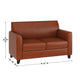 Cognac |#| Cognac LeatherSoft Loveseat with Clean Line Stitched Frame - Reception Seating