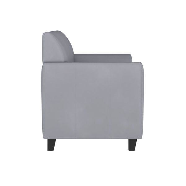 Gray |#| Gray LeatherSoft Loveseat with Clean Line Stitched Frame - Reception Seating