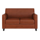 Cognac |#| Cognac LeatherSoft Loveseat with Clean Line Stitched Frame - Reception Seating