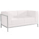 Melrose White |#| White LeatherSoft Modular Loveseat w/Quilted Tufted Seat &Encasing Frame