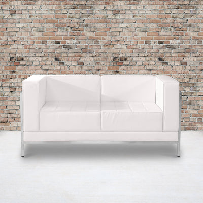 HERCULES Imagination Series Contemporary LeatherSoft Modular Loveseat with Quilted Tufted Seat and Encasing Frame - View 2