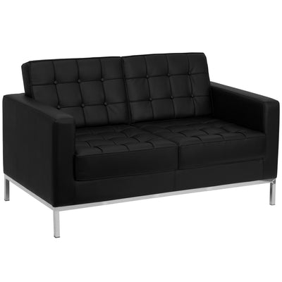 HERCULES Lacey Series Contemporary Button Tufted LeatherSoft Loveseat with Integrated Stainless Steel Frame - View 1