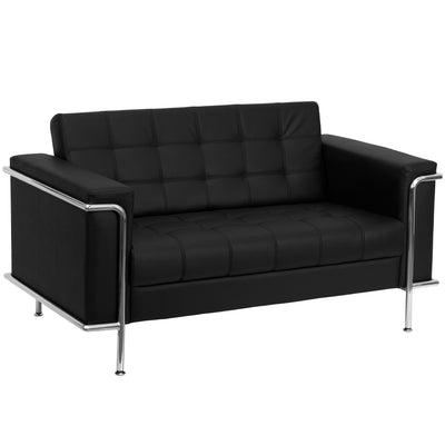 HERCULES Lesley Series Contemporary LeatherSoft Double Stitch Detail Loveseat with Encasing Frame - View 1