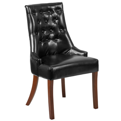 HERCULES Paddington Series Tufted Chair with Curved Mahogany Legs - View 1
