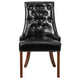 Black LeatherSoft |#| Black LeatherSoft Upholstered Button Tufted Chair with Curved Mahogany Legs