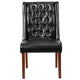 Black LeatherSoft |#| Black LeatherSoft Upholstered Button Tufted Parsons Chair with Side Panel Detail