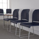 Navy |#| Home and Office Guest Chair Navy Full Back Contoured Sled Base Stack Chair