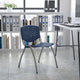 Navy |#| Home and Office Navy Plastic Stack Chair with Perforated Back - Guest Chair