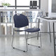 Navy Plastic/Silver Frame |#| Navy Ultra-Compact School Stack Chair - Office Guest Chair/Student Chair