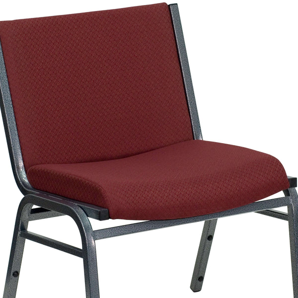 Burgundy |#| Big & Tall 1000 lb. Rated Burgundy Fabric Stack Chair - Reception Seating