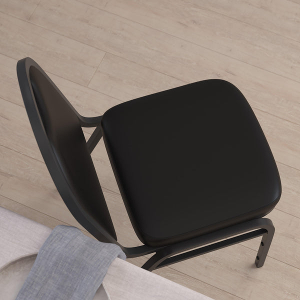 Black Vinyl/Black Frame |#| Commercial Dome Back Stacking Banquet Chair - Black Vinyl/Black Frame