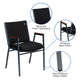 Black Patterned Fabric |#| Heavy Duty Black Dot Fabric Stack Chair with Arms - Reception Furniture