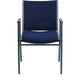 Navy Patterned Fabric |#| Heavy Duty Navy Blue Dot Fabric Stack Chair with Arms - Reception Furniture