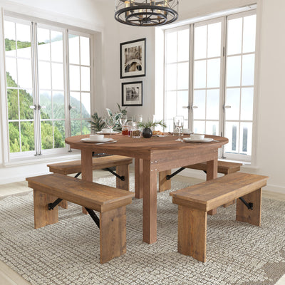 HERCULES Series Round Dining Table | Farm Inspired, Rustic & Antique Pine Dining Room Table