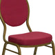 Burgundy Patterned Fabric/Gold Frame |#| Teardrop Back Stacking Banquet Chair in Burgundy Patterned Fabric - Gold Frame