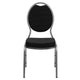 Black Patterned Fabric/Silver Vein Frame |#| Teardrop Back Black Patterned Fabric Stacking Banquet Chair - Silver Vein Frame