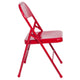 Red |#| Triple Braced & Double Hinged Red Metal Folding Chair - Commercial Chair