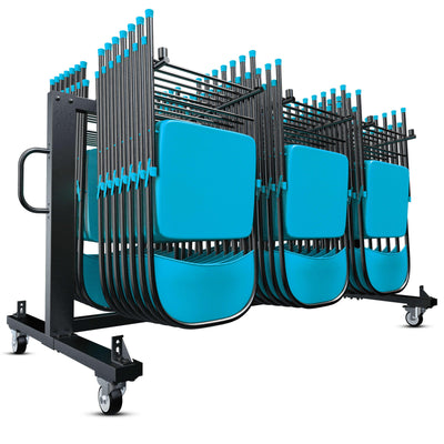 Hawkins Heavy Duty Folding Table and Chairs Mobile Cart-Locking Wheels, Outdoor Cover, 42 Folding Chairs and 12 Tables Capacity - View 1